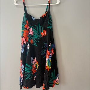 Old Navy Black Floral Smocked Cami Dress